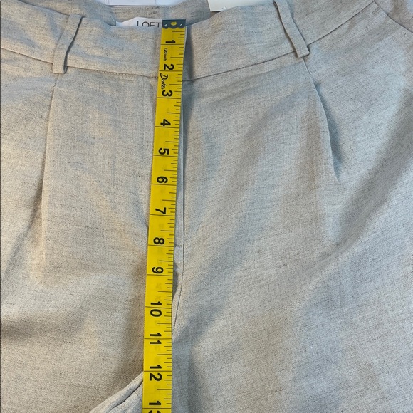 Loft Peyton Linen Blend Trouser Khaki Wide-Leg Pleats Pockets Pants Sz 10 - Picture 5 of 10